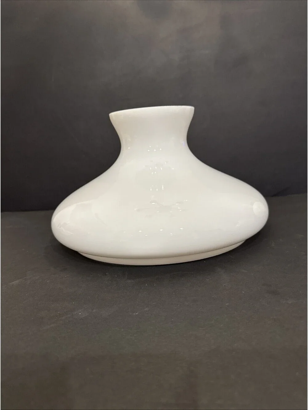 Vintage 9 5/8”Fitter Milk Glass Tam-O-Shanter Student Lamp Shade 6 3/4” T Crack